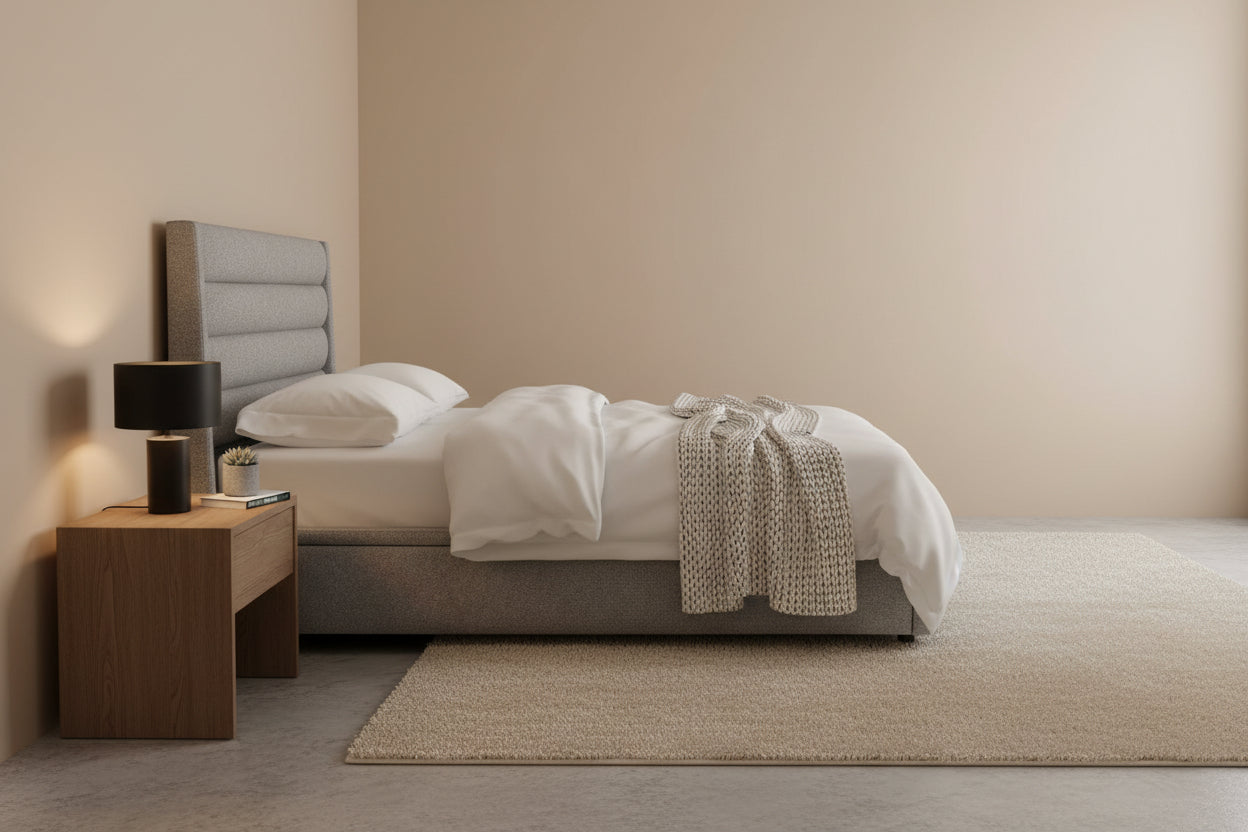 Fabric Upholstered Storage Bed with Tufted Headboard