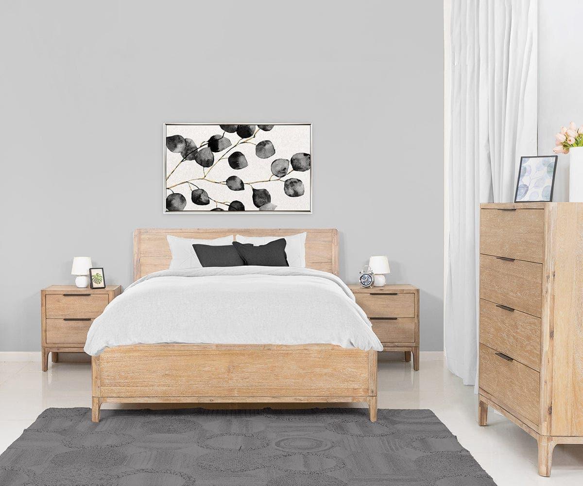 Light Gray Acacia High Chest with 2 Drawers