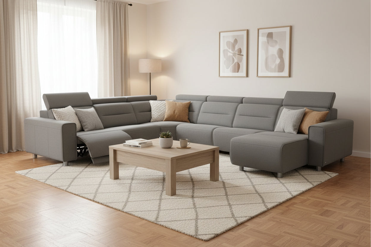 Brown Leather Power Reclining Sectional