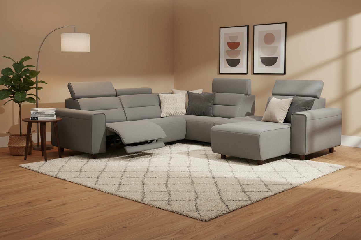 Gray Fabric Power Reclining Sectional