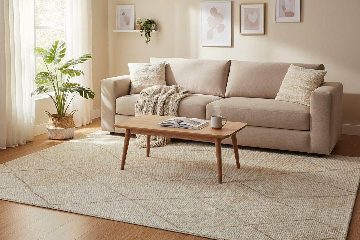 Silver Tribal Diamond Pattern Area Rug