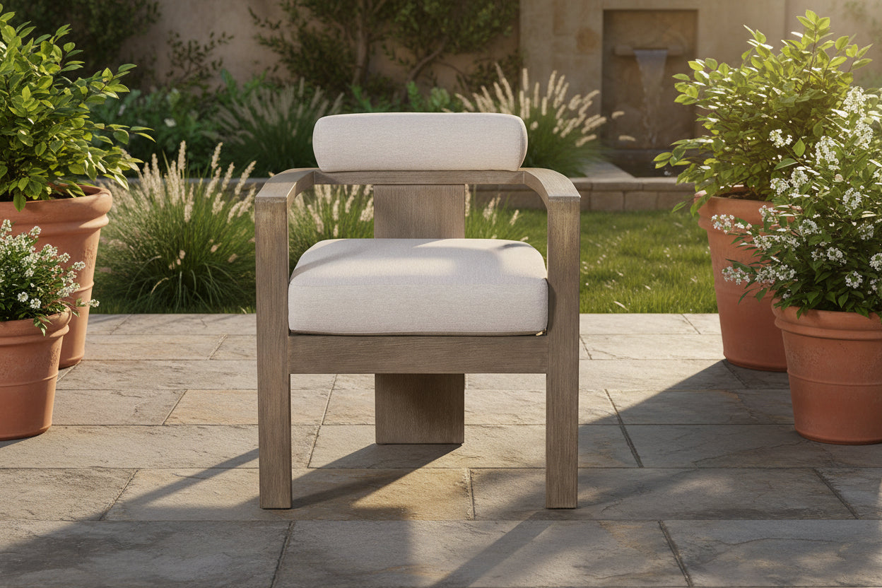 Eucalyptus Wood Outdoor Dining Chair with Cushion
