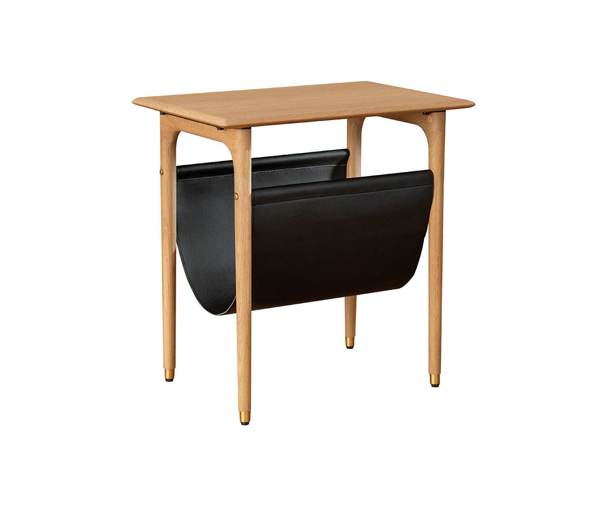 Hendrick End Table With Hanging Shelf - White Oak