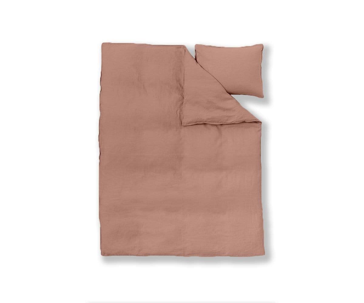 Laila Linen Duvet Cover + Shams Set - Desert Rose