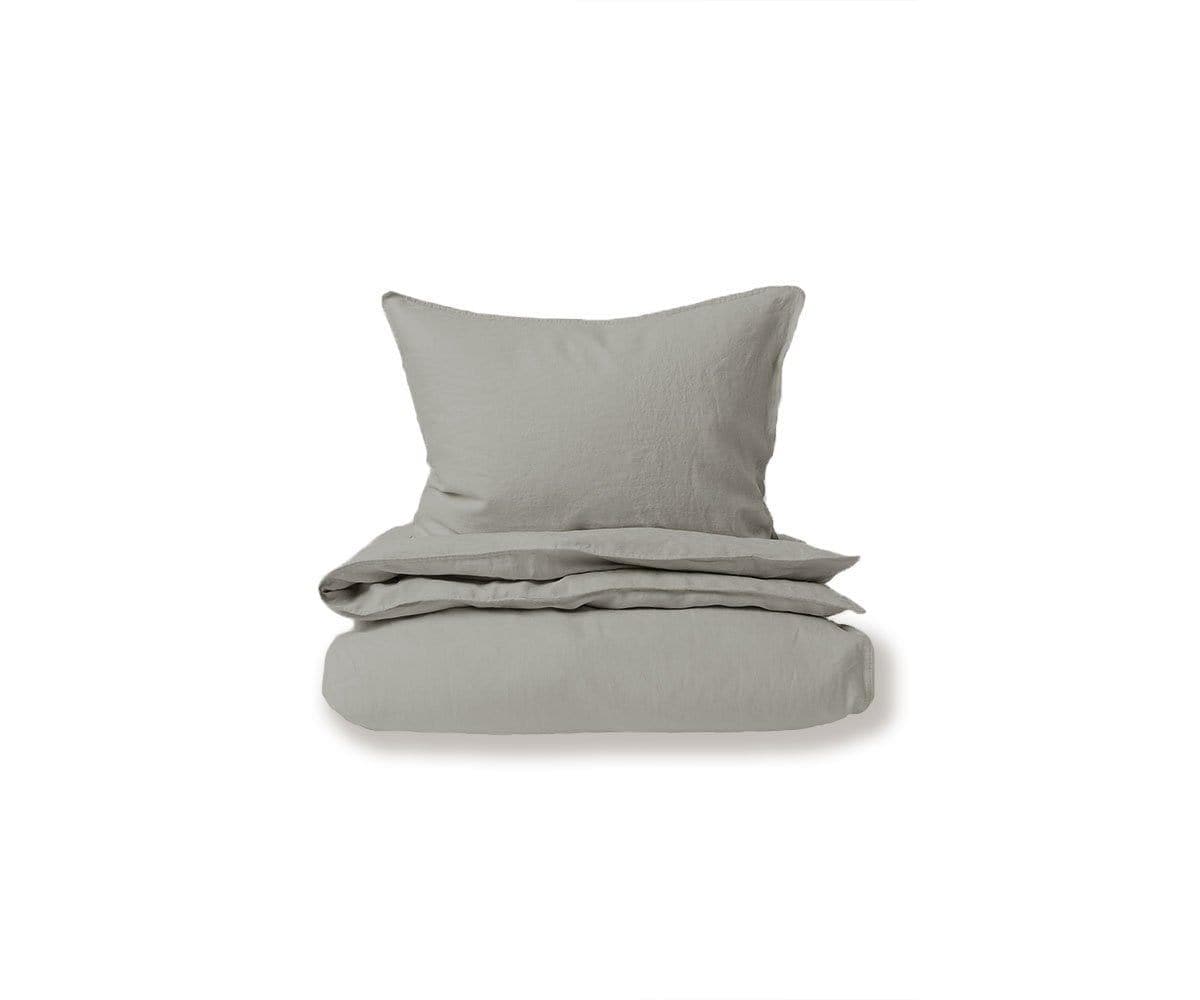 Laila Linen Duvet Cover + Shams Set - Grey