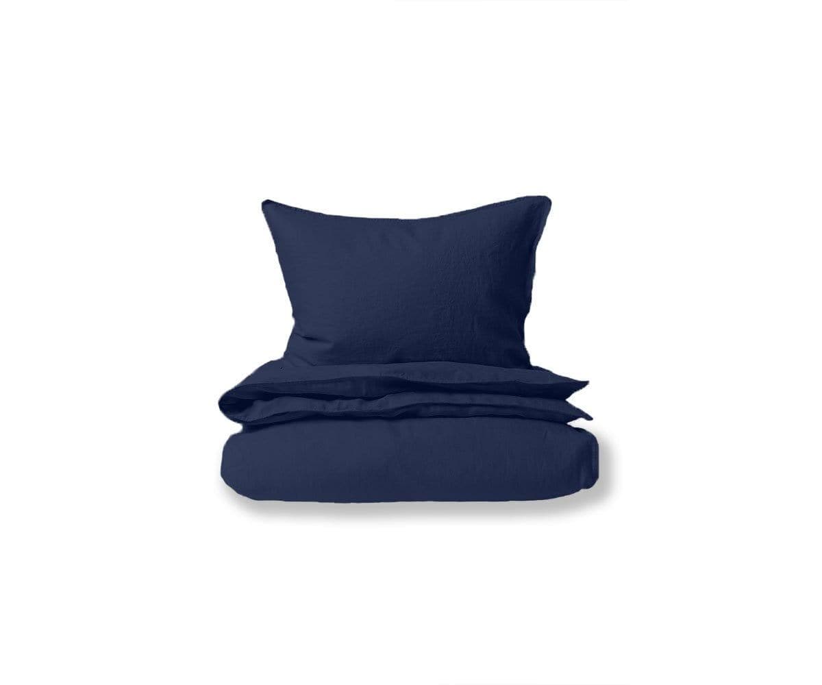 Laila Linen Duvet Cover + Shams Set - Navy