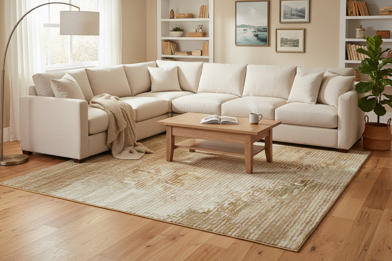 Abstract Pattern Area Rug with Fringe - Polyester